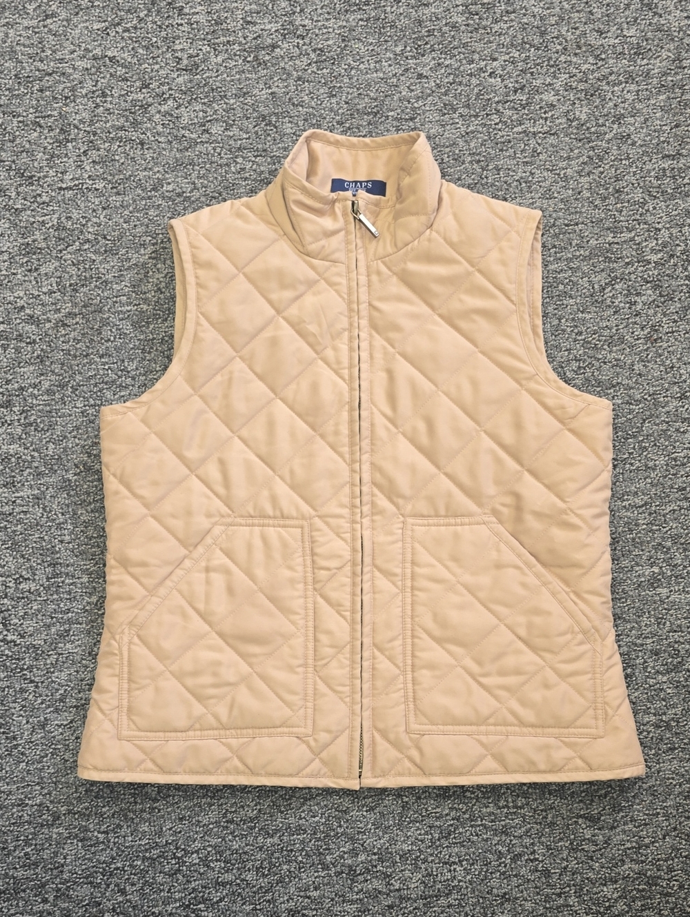 Chaps Quilted Sleeveless Vest - Tan